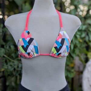 Colorful  Design Geometric Women's Bikini Top Size Small